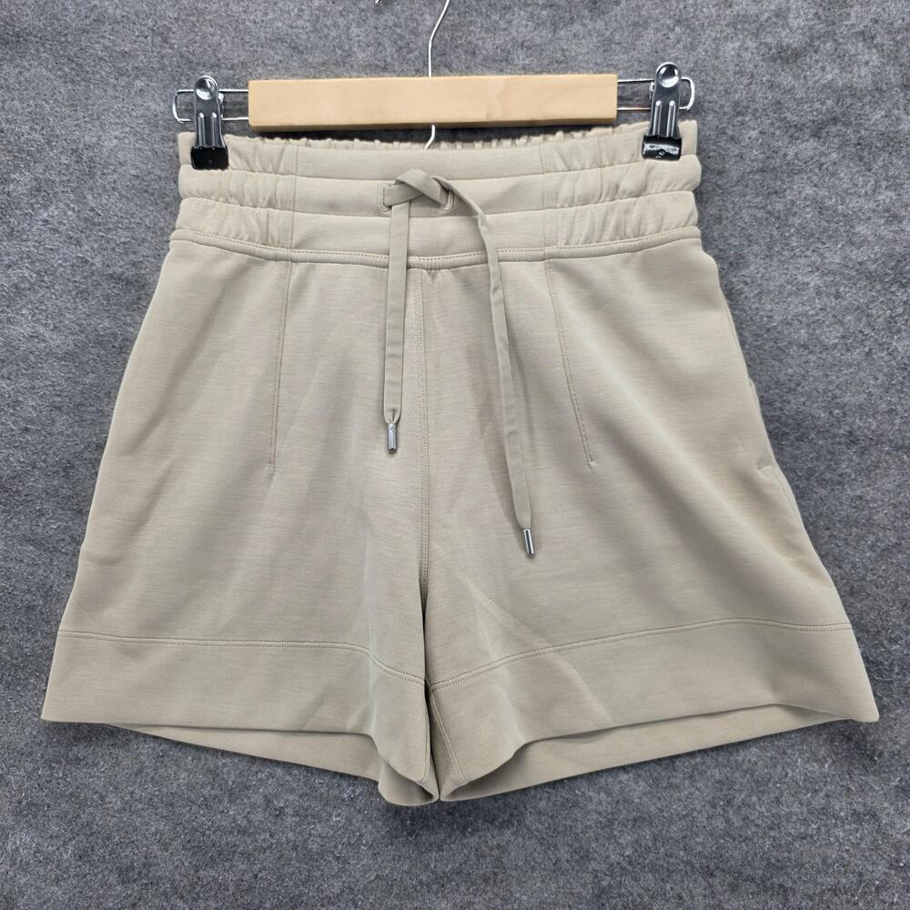 Lululemon Softstreme Shorts Womens 2 Beige High Rise Sweat Lounge Drawstring